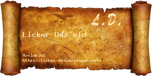 Licker Dávid névjegykártya